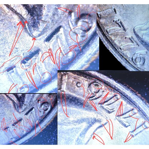 READ Bicentennial Quarter 1976D Double Die Double Ear Crack Die Clash Error Coin - Picture 4 of 12